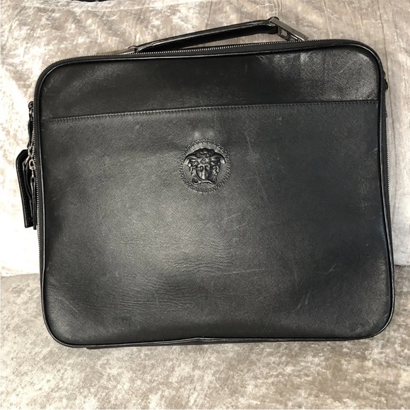 Versace Bags Gianni Versace Black Leather Mens Briefcase Messenger